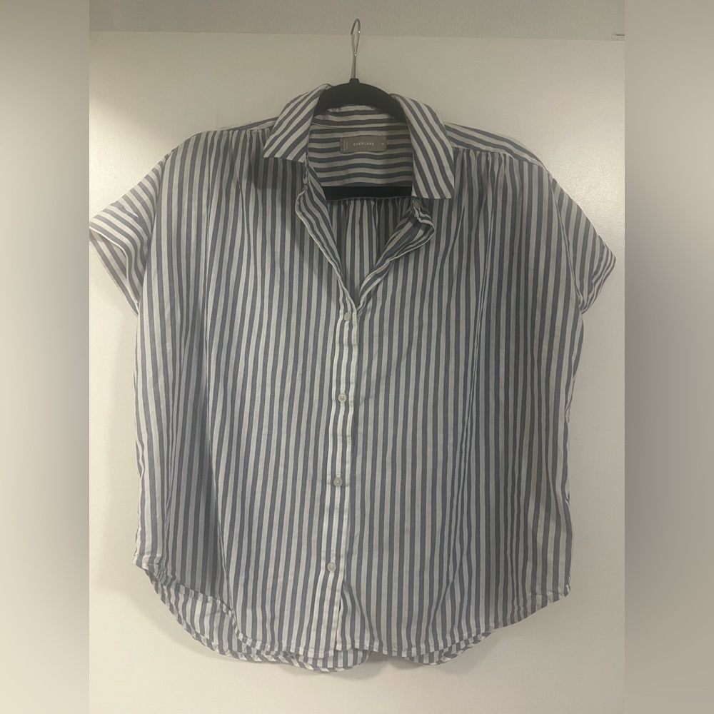 Everlane blue and white striped boxy button down